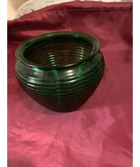 Vintage Anchor Hocking Forest Green Glass Cache Pot Planter Horizontal R... - $14.85