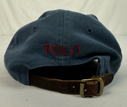 Vintage Ralph Lauren Polo Hat Leather Strapback Cap Adjustable Blue Spor... - $34.99