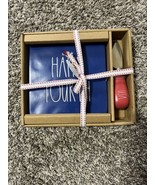 Rae Dunn &quot;Happy Fourth&quot; Blue Independence Day Trivet, Cheese Plate And K... - $23.76