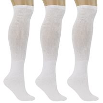 AWS/American Made White Diabetic Knee High Socks for Men with Full 3 Pairs (Sock - £11.89 GBP