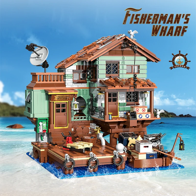 2100PCS Fisherman&#39;s Wharf Building Block Tree House Model Seaside Street View - £58.96 GBP+