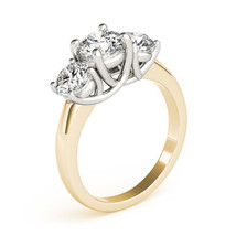 1.50CT Forever One Moissanite 3-Stone Trellis Ring Two Tone Gold  - £719.34 GBP