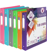 6 Pack 1Inch round 3 Ring Binder View Binders with 2 Pockets,Holds 225 S... - $29.28