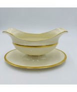 Lenox China Tuxedo Gravy Boat with Saucer or Sauce Bowl J-33 USA Porcela... - £69.78 GBP