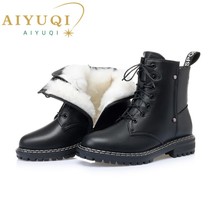 Women&#39;s Winter shoe Boots New Genuine Leather Ladies Short Boots Wool Warm Non-s - £60.03 GBP