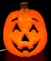9&quot; Halloween Jack-O-Lantern Iridescent Transparent Blow Mold Lighted Pumpkin - £27.62 GBP