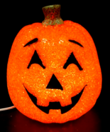 9&quot; Halloween Jack-O-Lantern Iridescent Transparent Blow Mold Lighted Pum... - £27.24 GBP