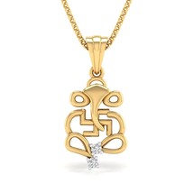 14K Finitura Oro Giallo Diamanti Finti Ganesh/Ganesha/Ganpati Swastik Ciondolo - £43.16 GBP