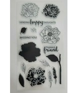 Hampton Art Clear Stamps Flower Leaf SC0748 Sending Happy Thoughts, Miss... - £3.94 GBP