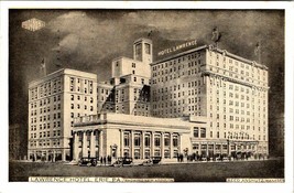 Postcard PA Lawrence Hotel Erie Pennsylvania Showing New Addition c1947 - £4.75 GBP