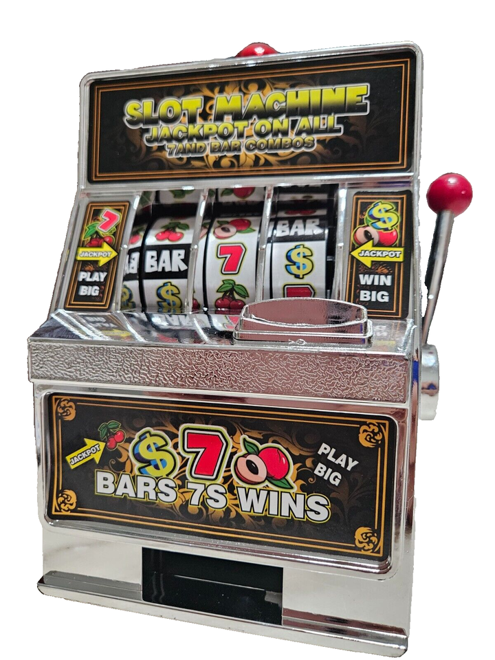Classic Tabletop Jackpot Slot Machine Saving Bank Casino Game, Vintage Style