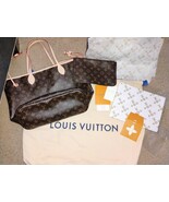 LV Neverfull Tote Bag with Signature LV Logo Wristlet, Dustcover &amp; Giftwrap - $449.99