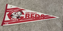 Vintage Mlb Stadium Sold 1990'S Cincinnati Reds Full Size Pennant Man Cave Stain - $10.99