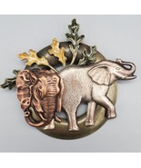 Multi Tone Metal Elephant Brooch, Silver Tone, Brass, Copper, Green, yellow - $279.17 MXN