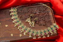 Joharibazar Rajasthani Gold Plated Kundan Jadau Temple Choker Jewelry Set Gift f - £23.63 GBP