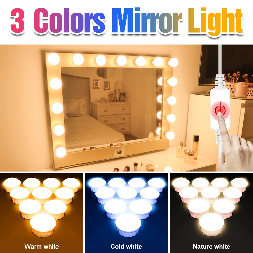 LED Mirror Vanity Light Bulbs Dressing Table Make Up Mirror LED Fill Lamp - $16.54+