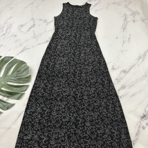 Jalate Womens Vintage Y2k Maxi Dress Size M Black Silver Floral Sparkle Slinky - £28.03 GBP