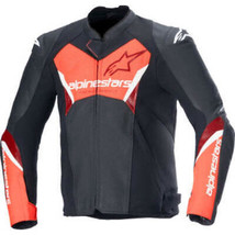 ALPINESTARS Faster v3 Airflow Leather Jacket - Black/Red Fluo - US 38 / EU 48 31 - £343.82 GBP