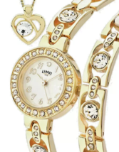 WOW Limit Ladies Collection Gold Plated Bracelet Pendant and Watch - £48.42 GBP