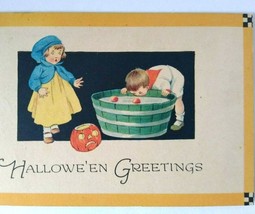 Halloween Postcard Gibson Children Checkered Corners 1922 Montrose PA - £46.47 GBP
