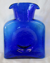 Blenko Cobalt Double Spout Craft Water Bottle Dated 2002 - $65.23