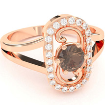 Split Band Smoky Quartz Diamond Cocktail Ring In 14k Rose Gold - £358.80 GBP