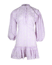 Maje Rosiry Eyelet Striped Mini Dress In Lilac Cotton Women Purple Size 36 - $303.05