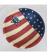 Vintage 1980 Red White Blue USA Wood Bowl Decor 8 Inch Handmade - £13.28 GBP