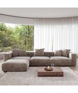 Pixel Modern Modular Corduroy L-Shaped Sectional Sofa 4-Seater Brown - $2,002.99