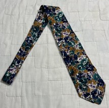 Envoy Mens Necktie Silk floral ties lot of 2 blue green maroon Background - $9.49