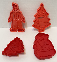 Vintage Lot of 4 Christmas Cookie Cutters Trees Santa Clown with Handles... - $10.62