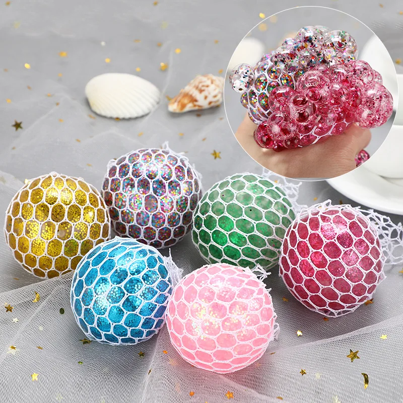 Hand Pinch Squeeze Soft Cute 6cm Gold Powder Grape Ball Creative Outlet Mo - £13.16 GBP