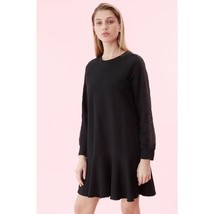 NWT Womens Size Medium Rebecca Taylor La Vie Black Eyelet Fleece Mini Dress - $88.19