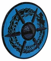 Medieval Wooden Shield Armor Viking Dragon Round Shield Warrior shield 2... - £119.21 GBP