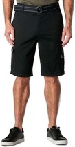 Iron Co Twill Cargo Shorts Mens 36 Black Belted Flex Waistband Stretch NEW - £16.90 GBP