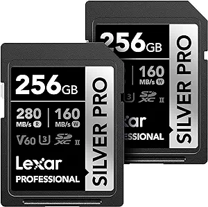 Lexar 256GB (2-PK) Professional SILVER PRO SDXC Memory Card, UHS-II, C10... - $264.99