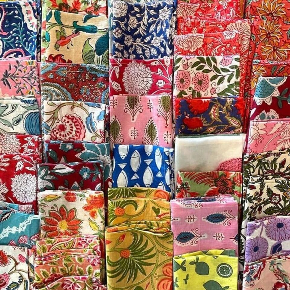 Wholesale Lot Of Cotton Napkins Set dinner napkins Block Printed floral ... - $19.80+
