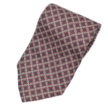 Barneys New York Mens Necktie 100% Silk Brown Geometric Print Tie 58 in - £15.71 GBP