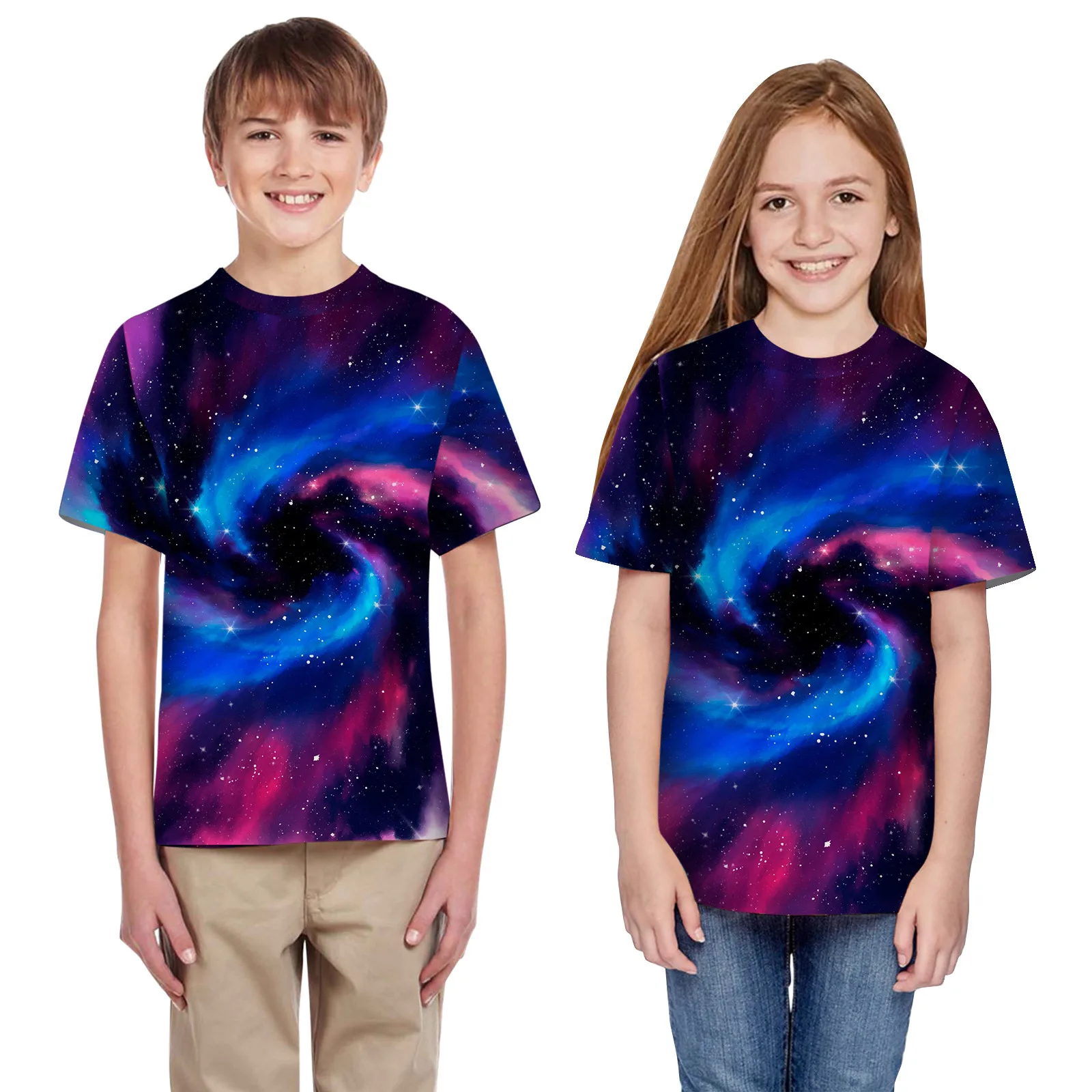 T-shirt Print Children Kids Clothes Casual Tops Boys Girls Teen Galaxy Boys Tops - £68.95 GBP