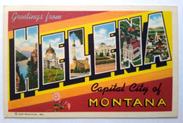 Greetings Hello From Helena Montana Postcard Large Big Letter Curt Teich Vintage - £12.68 GBP