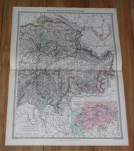1908 Antique Map Of Eastern Switzerland / Engadin Engadine - £14.39 GBP