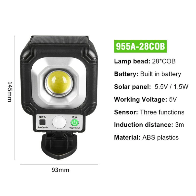 Solar Lights Outdoor LED Wall Lamp with Adjustable Heads Security Flood Light IP - £153.03 GBP