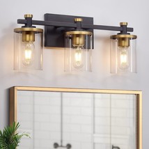 3 Light Bathroom Vanity Light Fixtures, Modern Black And Gold Vanity Lights Over - £84.78 GBP