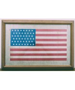 Framed Authentic 1908-1912 US 48 Staggered Star Flag on Gauze Flag 22&quot; x... - $940.50