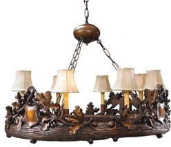 Chandelier MOUNTAIN Lodge 4 Bavarian Crests 8-Light Chocolate Brown Resin - £3,164.65 GBP