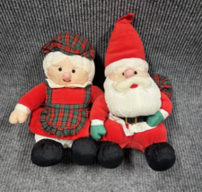 VTG 90’s Nylon Santa &amp; Mrs. Claus Parachute Gibson Greeting 14” Christmas Plush - $26.80