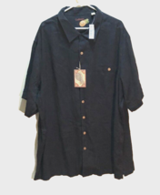 Caribbean Roundtree &amp; Yorke Tall Man Black Hawaiian Silk Cotton Shirt 3X... - $36.48