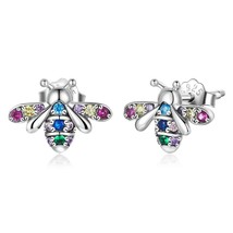 Wostu Hot Sale Silver Earrings 925 Silver Colorful Insect  Stud Earrings for Wom - £16.10 GBP