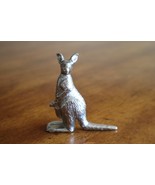 Metal Chrome Silver Tone KANGAROO WITH JOEY BABY in Pouch Figurine 2.8&quot; ... - $177.40 MXN