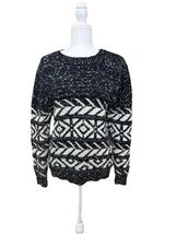 Cliche Couture Geometric Sweater Size Large Cabincore Cozy Winter Black ... - $15.72